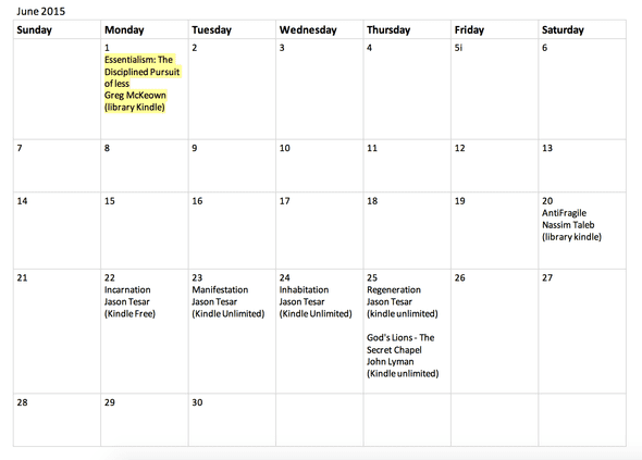 June 2015 Reading Log